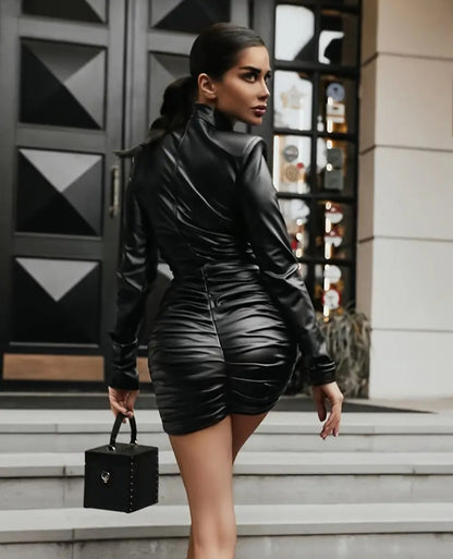 Short leather dress