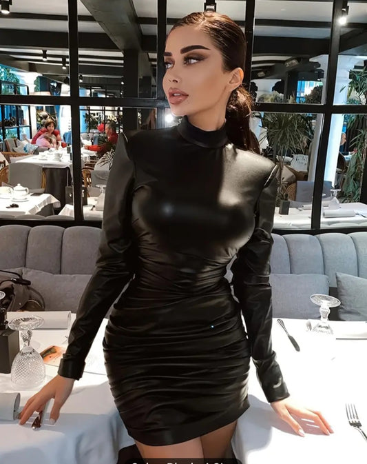 Short leather dress