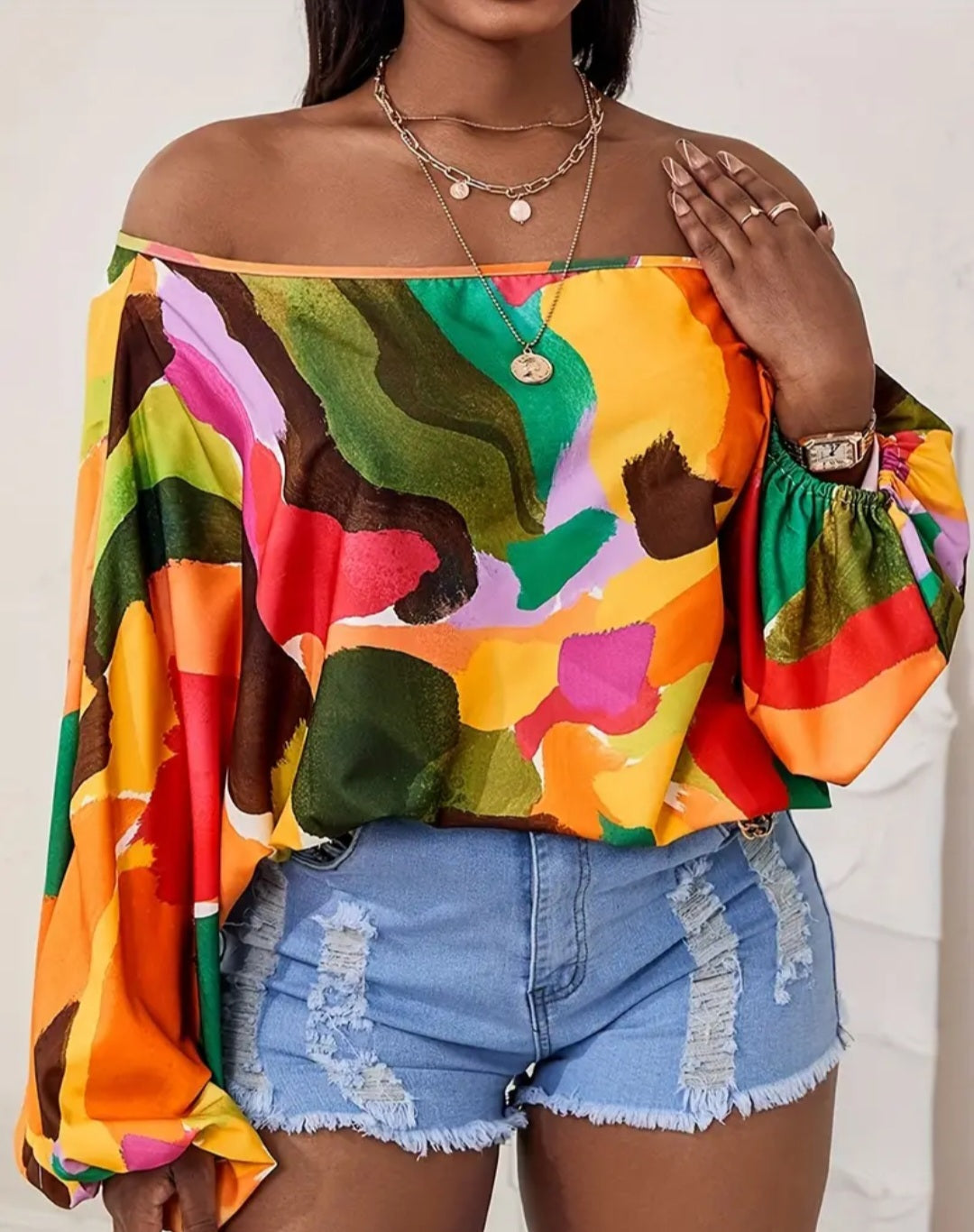 Colorful Off Shoulder Top