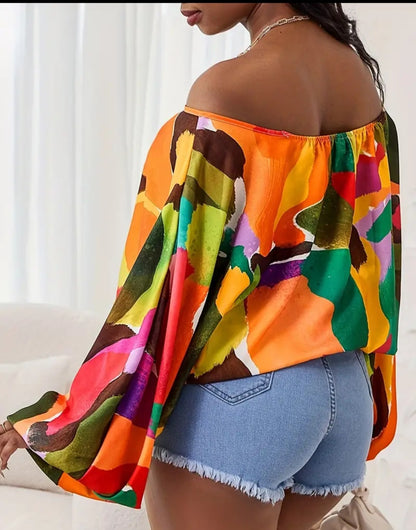 Colorful Off Shoulder Top